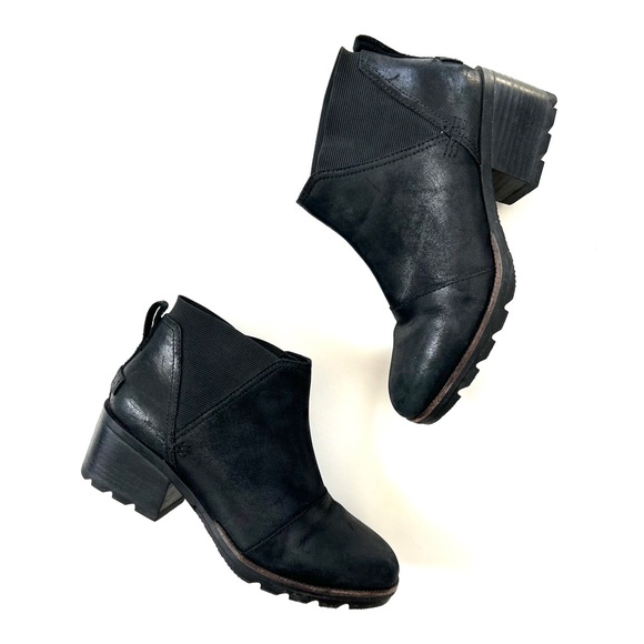 Sorel Black Genuine Leather Cate Chelsea Heeled Boots - Picture 1 of 8